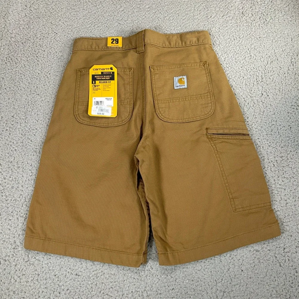 Carhartt Mens 29 Rugged Flex Relaxed‎ Fit Canvas Work Short Tan B52514-M 10